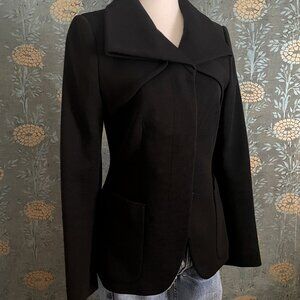 Prada Black Wool Jacket Slim Fit Button Front Size 38